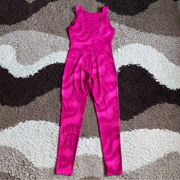 Gymshark GS Power Full Length All In One Sz S In Magenta Pink Print - Picture 6 of 10